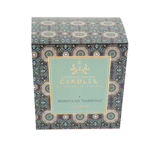 Elegant Moroccan Teakwood candle box with intricate patterns.