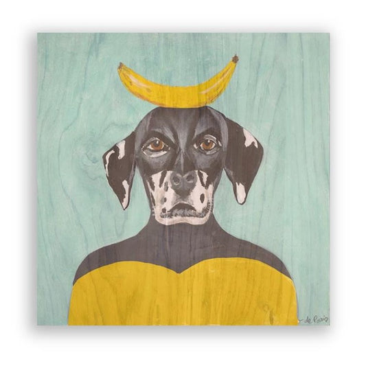 Picture of "Dalmatian with Banana" Wood Block Art Print