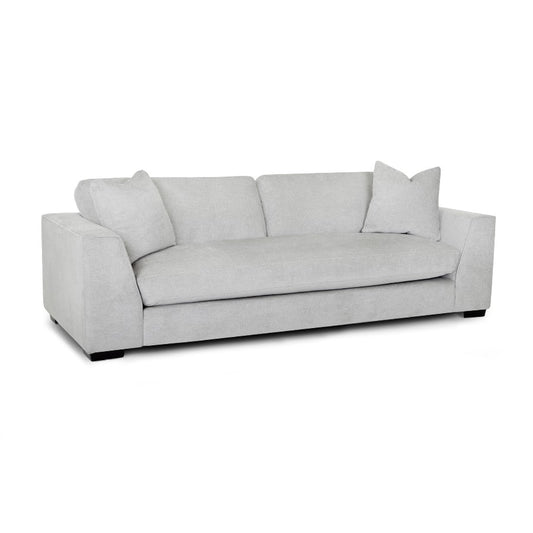 Light gray sofa with two pillows on each end.