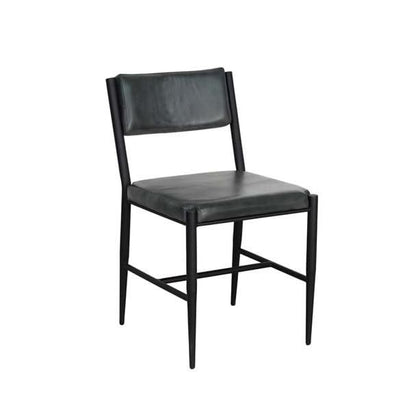 Sleek black chair with cushioned seat and backrest.