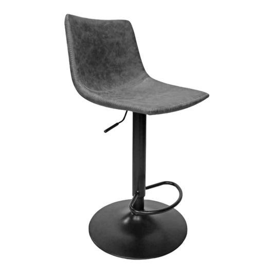 Modern gray bar stool with a metal base and footrest.