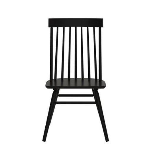 Black wooden chair with vertical slat back.