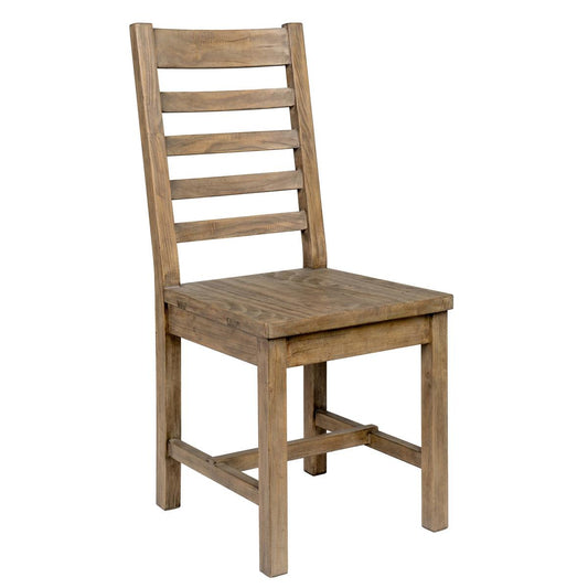 Wooden chair with a ladder-back design.