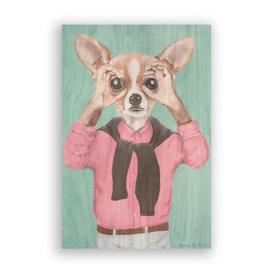 Picture of "Chihuahua is Watching You" Wood Block Art Print