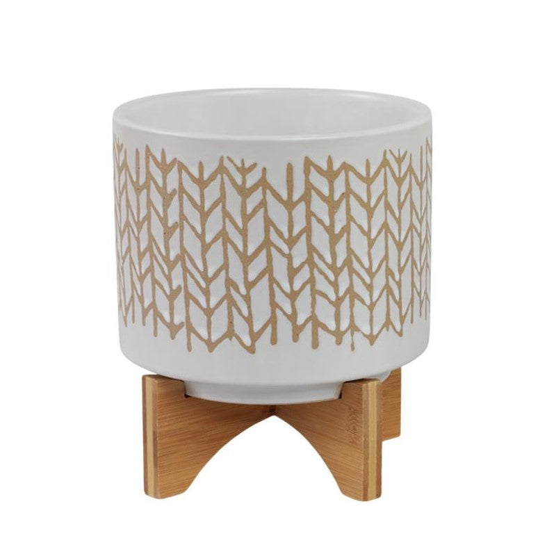 Picture of Chevron Beige Planter on Stand, Large