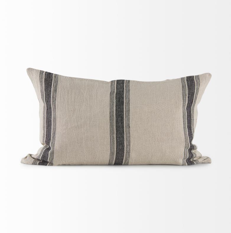 Picture of Hopper Beige & Black Striped Pillow 13"x21"
