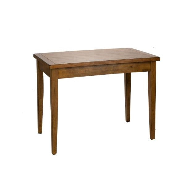 Rectangular wooden table with four legs.