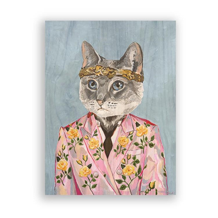 Picture of "Gucci Cat on Blue" Wood Block Art Print