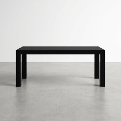 Black rectangular table with minimalist design.