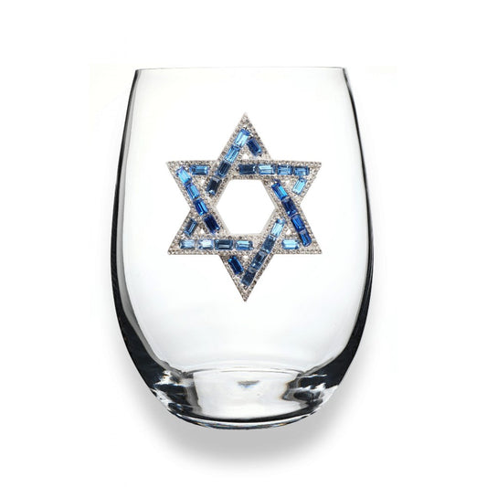 Picture of Star of David Jeweled Stemless Wine Glass