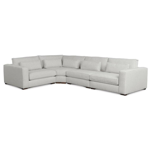 Light gray L-shaped sectional sofa with cushions.