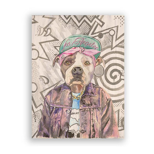 Picture of "What's Up Dog" Wood Block Art Print