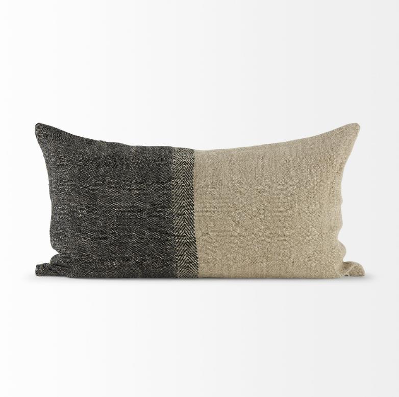Picture of Izzy Beige & Black Blocked Pillow 14"x26"
