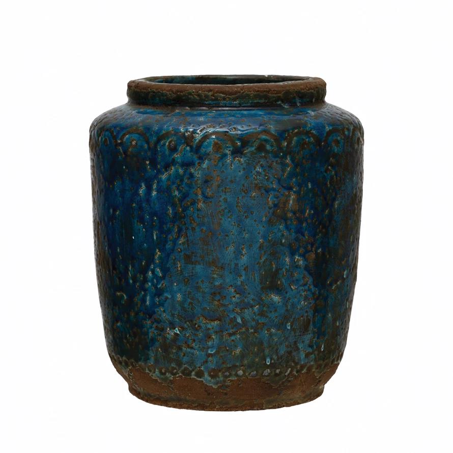 Picture of Distressed Blue Vase Large