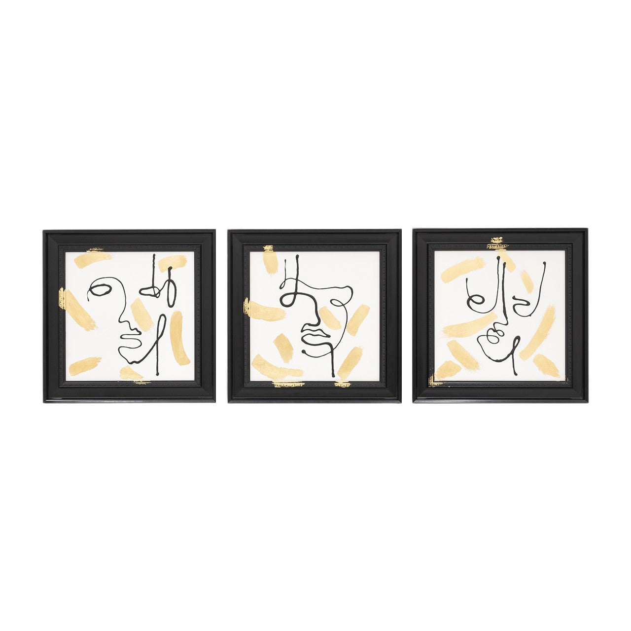 Picture of Gold Splash Faces Wall Art, Set of 3