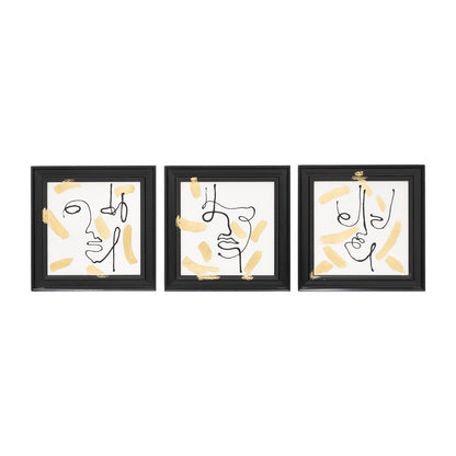 Picture of Gold Splash Faces Wall Art, Set of 3