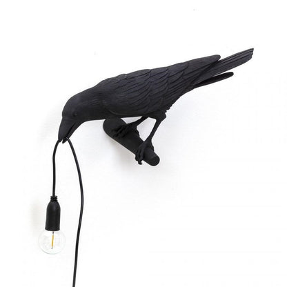 Picture of Seletti Looking Left Perched Raven Lamp Black