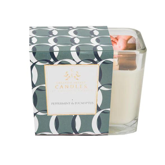 Peppermint & eucalyptus candle in decorative box.