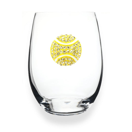 Picture of Tennis Ball Jeweled Stemless Wine Glass