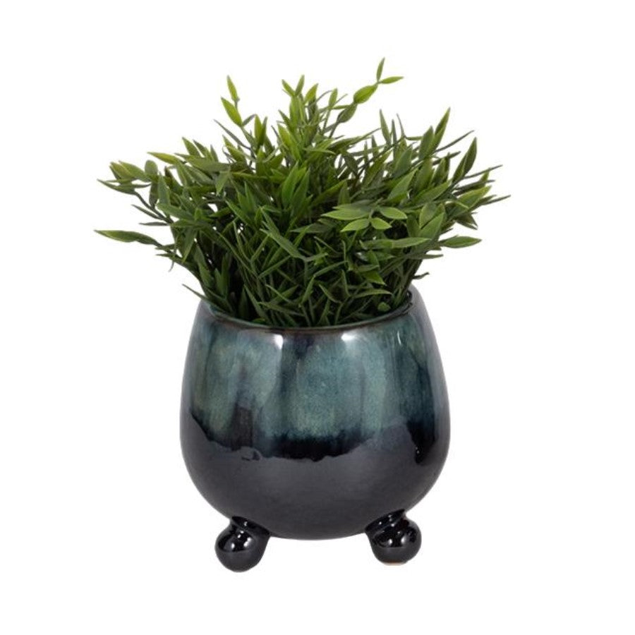 Picture of Knobby Feet Blue Glaze Planter, Small