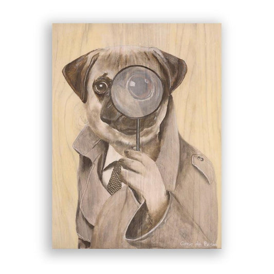 Picture of "Detective Pug" Wood Block Art Print