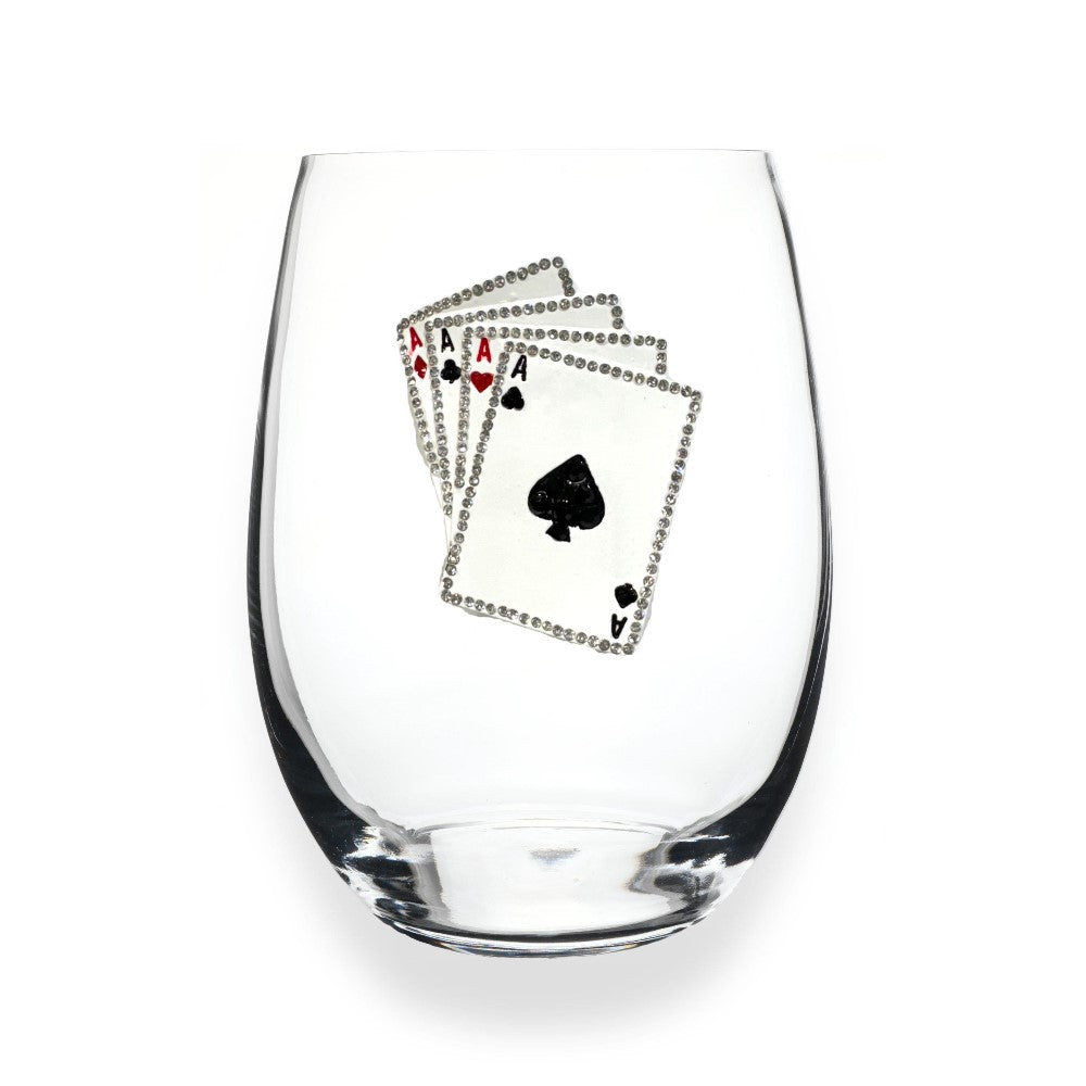 Picture of Playing Cards Jeweled Stemless Wine Glass