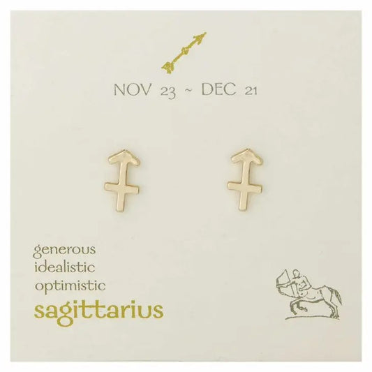 Sagittarius earrings with traits: generous, idealistic, optimistic.