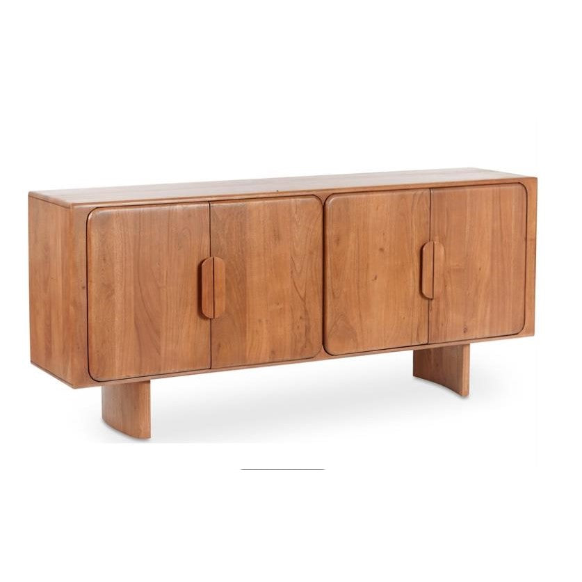 Wooden sideboard with four doors and minimalist design.