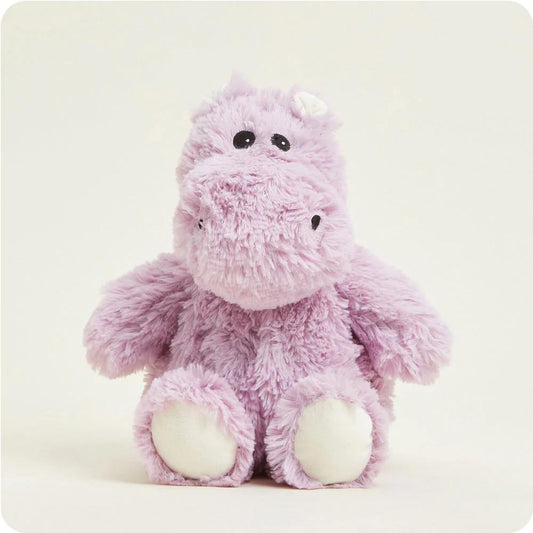 Fluffy purple hippo plush toy with a cute expression.