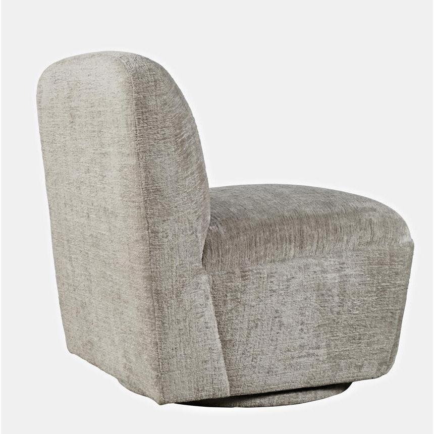 Soft, gray swivel chair with plush texture.