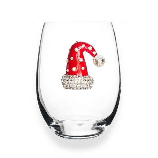 Picture of Christmas Hat Jeweled Stemless Wine Glass