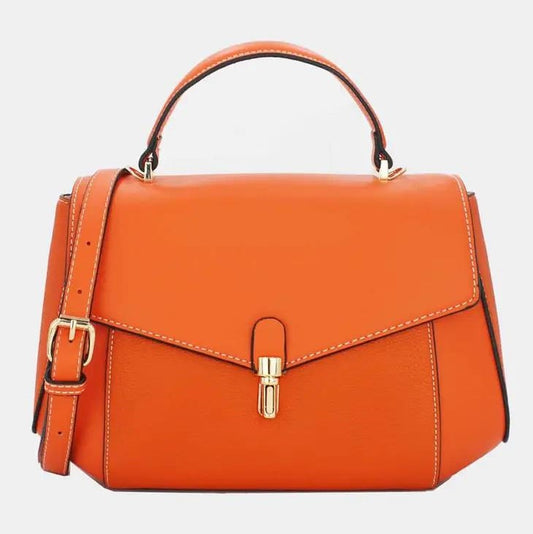 Picture of Litchi Embossed Splicing Handbag Orange