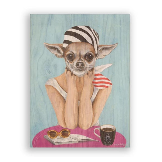 Picture of "Bistro Chihuahua" Wood Block Art Print