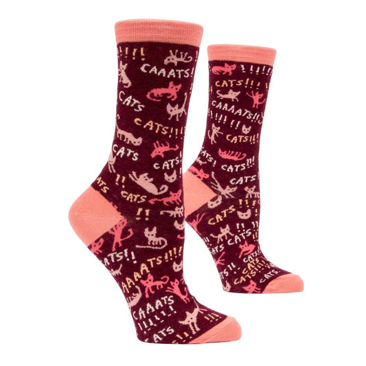 Colorful socks with cat illustrations and "CATS!!!" text.