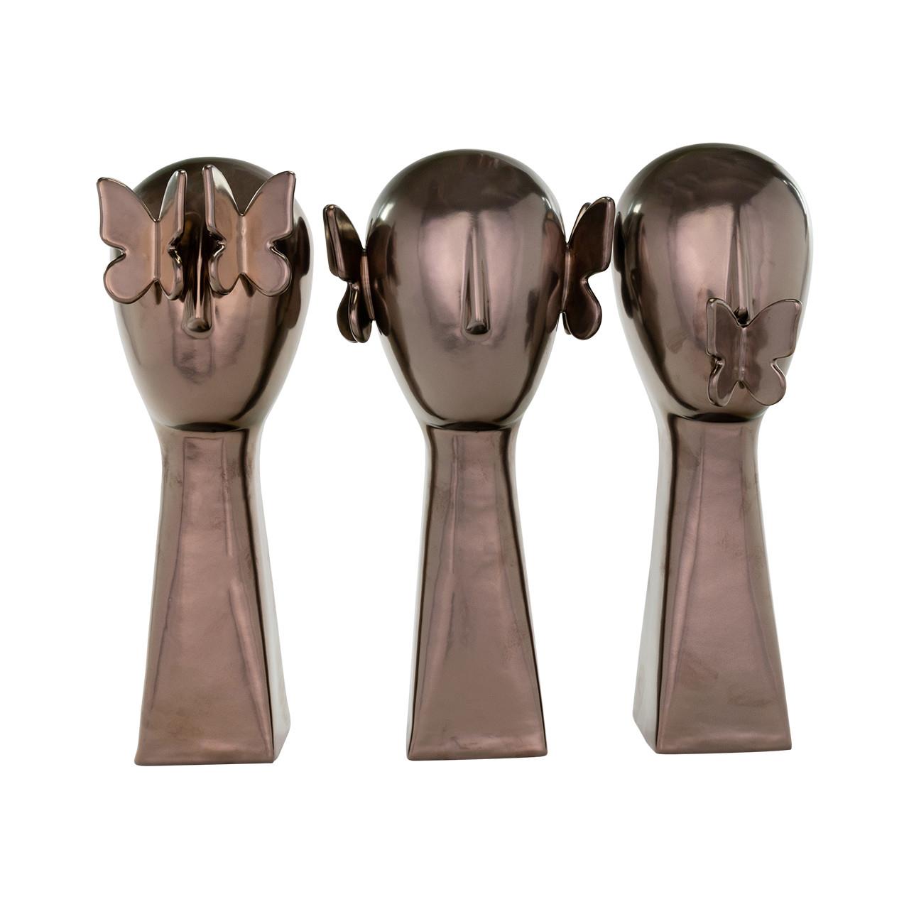 Picture of No Evil Butterfly Head Statuaries, Bronze