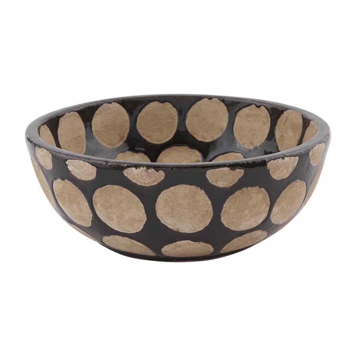 Picture of Wax Relief Dotted Black Bowl, Large