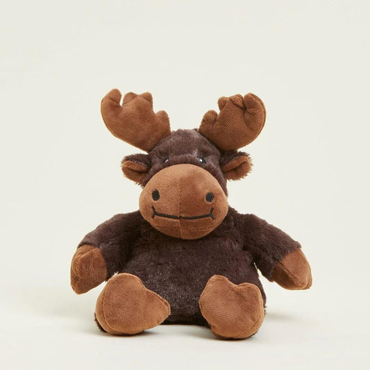 Cute brown moose plush toy with big antlers and a friendly smile.