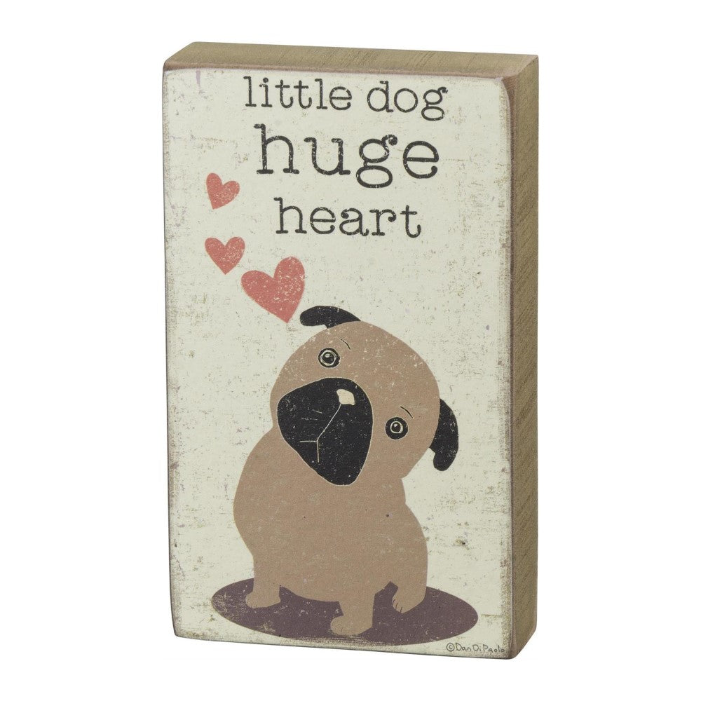 Picture of Little Dog Huge Heart Block Sign