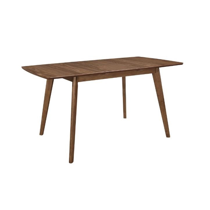 Wooden dining table with a modern, minimalist design and tapered legs.