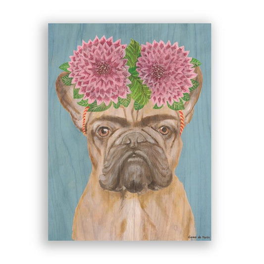 Picture of "Frida Kahlo Bulldog" Wood Block Art Print