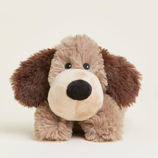 Fluffy brown stuffed dog with big ears.