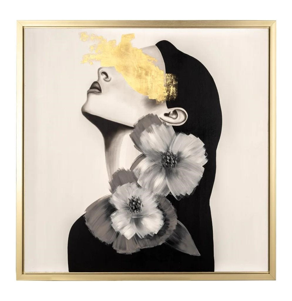 Picture of "Gold Veil Woman with Flowers" Framed Wall Art