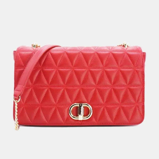 Picture of Triangle Quilted Messenger Bag Red