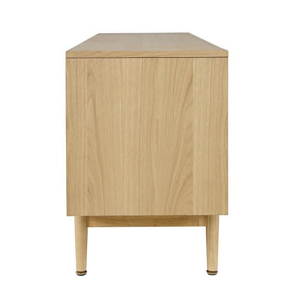 Light wood rectangular cabinet with tapered legs.
