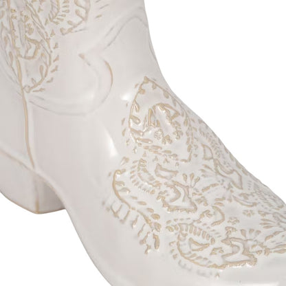 Picture of Cowboy Boot Vase, White