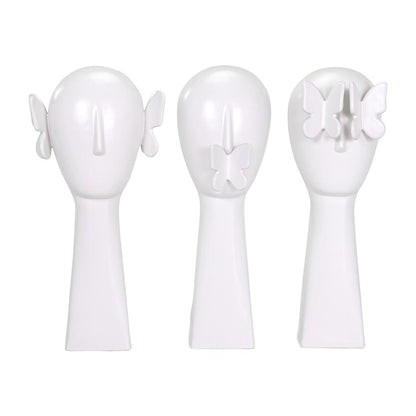Picture of No Evil Butterfly Head Statuaries, White