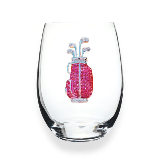 Picture of Pink Golf Bag Jeweled Stemless Wine Glass