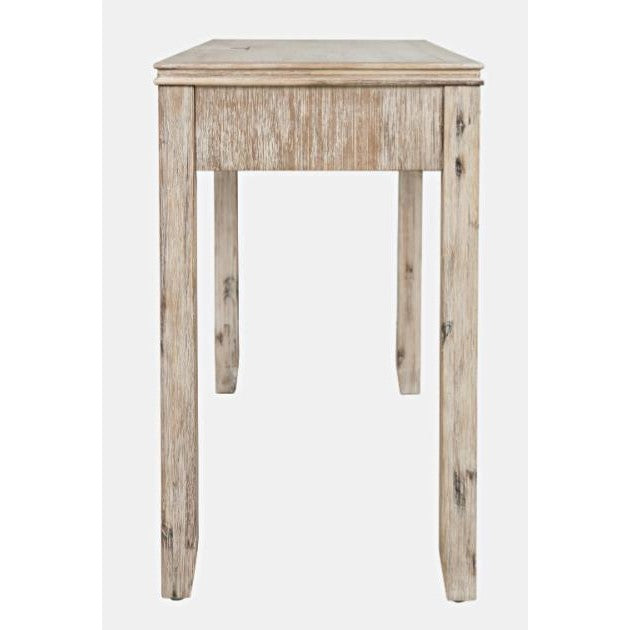 Rustic wooden table with a weathered finish.