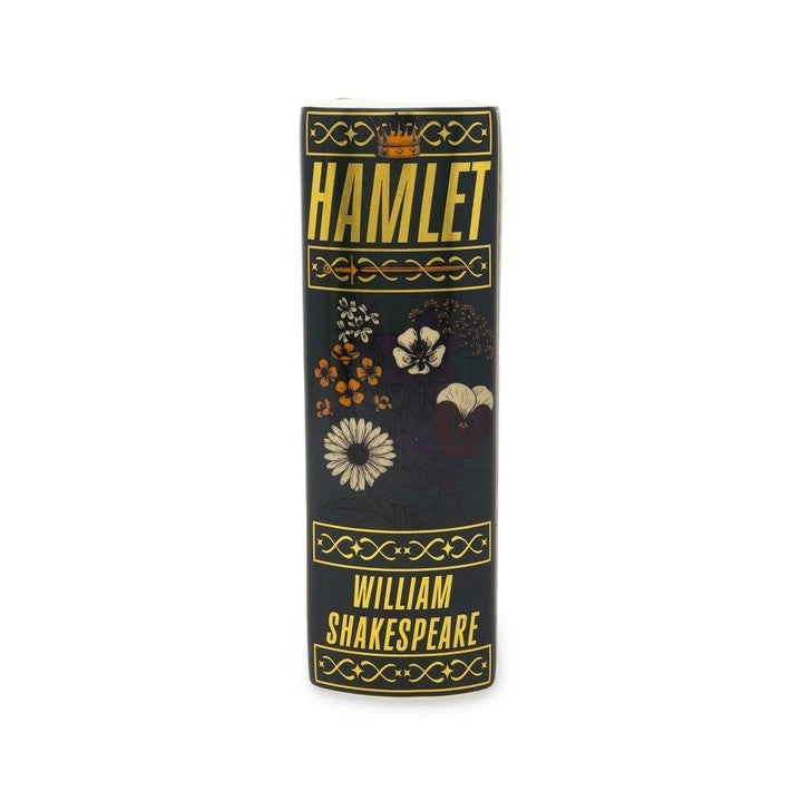 Book spine with floral design: "Hamlet" by William Shakespeare.
