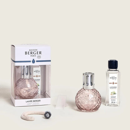 Maison Berger Paris lamp set with fragrance and wick on a minimalist background.